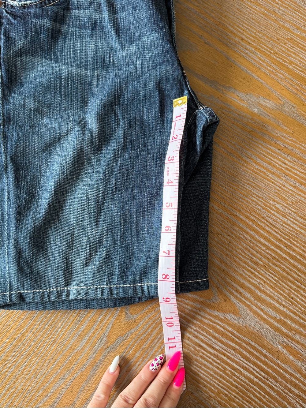 7 For All Mankind Denim Bermuda Shorts 28 Dark Wash Longline Jorts Y2K - Picture 4 of 8